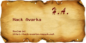 Hack Avarka névjegykártya